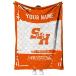 customized sam houston bearkats grunge patch orange white quilt blanket best selling