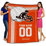 customized sam houston bearkats helmet theme orange quilt blanket best selling