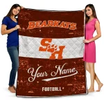 customized sam houston bearkats hibiscus burst orange white quilt blanket best selling