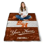 customized sam houston bearkats hibiscus burst orange white quilt blanket best selling
