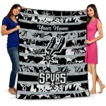 customized san antonio spurs layered florals silver white quilt blanket best selling