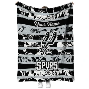 customized san antonio spurs layered florals silver white quilt blanket fashion forward