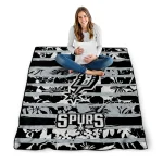 customized san antonio spurs layered florals silver white quilt blanket best selling