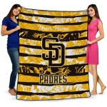 customized san diego padres layered florals brown white quilt blanket best selling