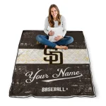 customized san diego padres snoopy victory brown white quilt blanket best selling