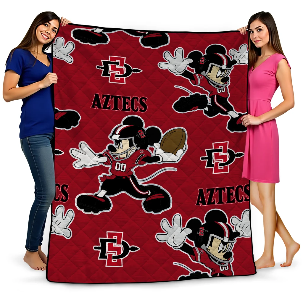customized san diego state aztecs mickey football red quilt blanket best selling customized san diego state aztecs mickey football red quilt blanket best selling