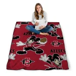 customized san diego state aztecs mickey football red quilt blanket best selling