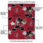 customized san diego state aztecs mickey football red quilt blanket best selling