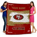 customized san francisco 49ers grunge patch red white quilt blanket best selling