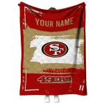 customized san francisco 49ers grunge patch red white quilt blanket best selling