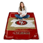 customized san francisco 49ers grunge patch red white quilt blanket best selling