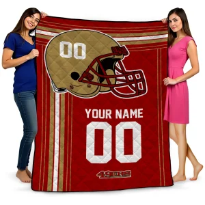 customized san francisco 49ers helmet theme red quilt blanket best selling