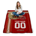 customized san francisco 49ers helmet theme red quilt blanket best selling