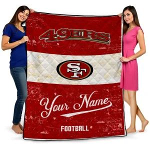 customized san francisco 49ers hibiscus burst red white quilt blanket best selling