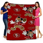 customized san francisco 49ers mickey football red quilt blanket best selling