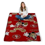 customized san francisco 49ers mickey football red quilt blanket best selling