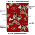 customized san francisco 49ers mickey football red quilt blanket best selling