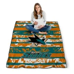 customized san jose sharks layered florals teal white quilt blanket best selling