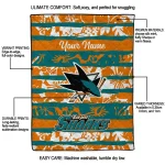 customized san jose sharks layered florals teal white quilt blanket best selling