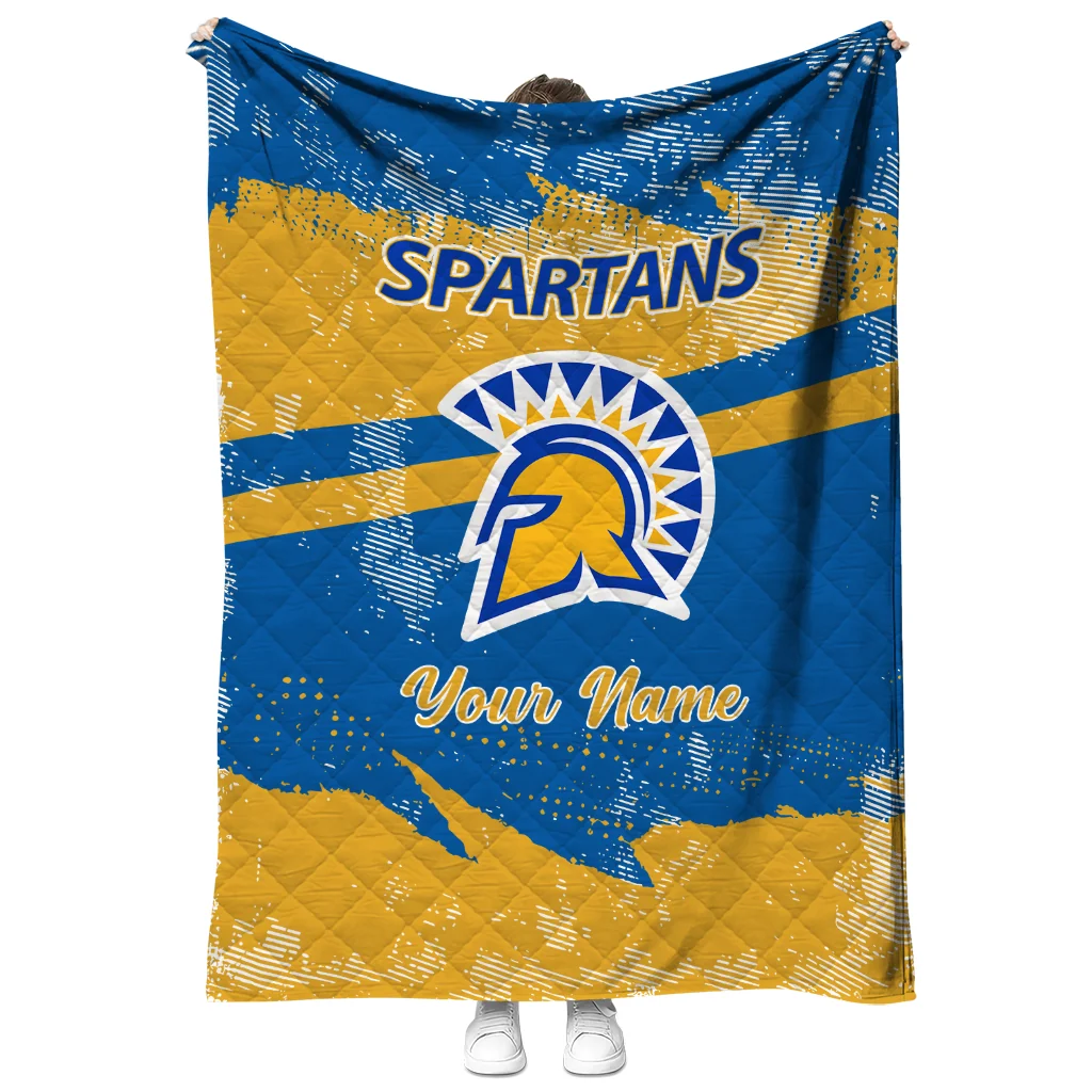 customized san jose state spartans brushstroke layers blue quilt blanket fashion forward