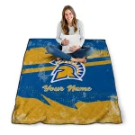 customized san jose state spartans brushstroke layers blue quilt blanket best selling