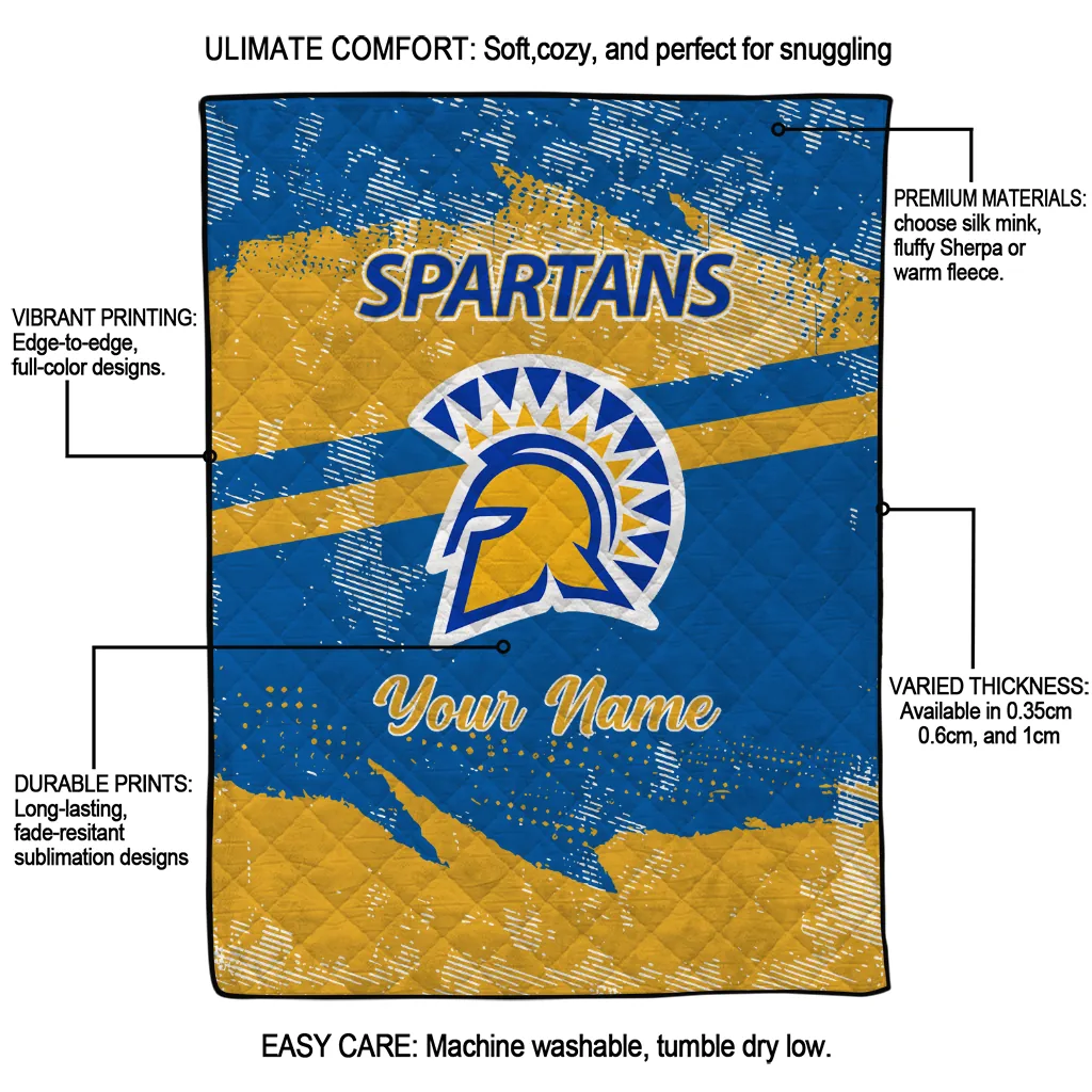 customized san jose state spartans brushstroke layers blue quilt blanket latest model customized san jose state spartans brushstroke layers blue quilt blanket latest model