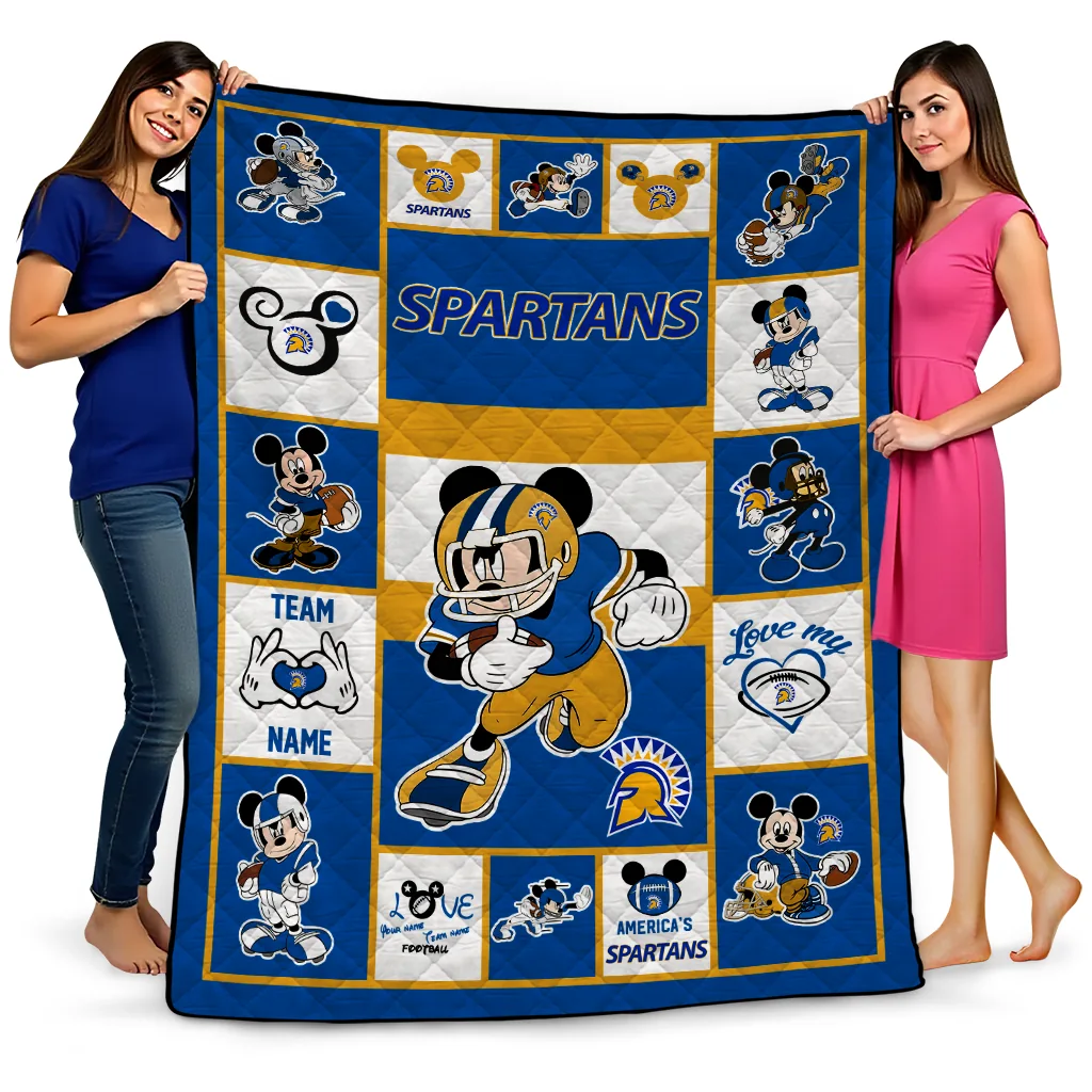 customized san jose state spartans mickey crimson blue white quilt blanket best selling customized san jose state spartans mickey crimson blue white quilt blanket best selling