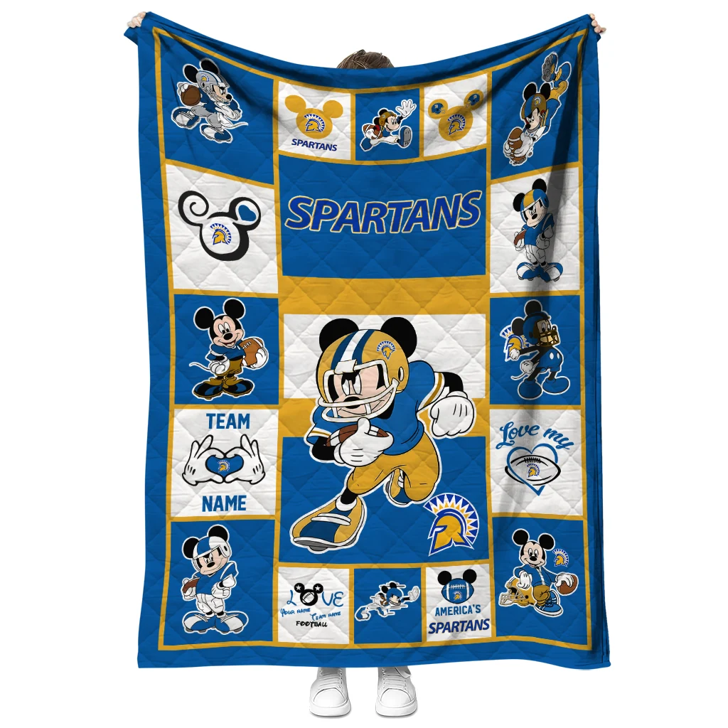 customized san jose state spartans mickey crimson blue white quilt blanket fashion forward customized san jose state spartans mickey crimson blue white quilt blanket fashion forward