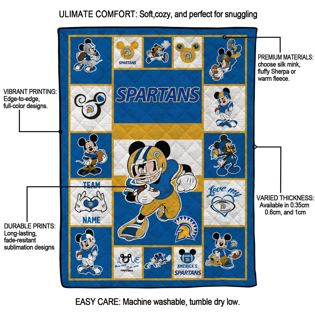 customized san jose state spartans mickey crimson blue white quilt blanket latest model customized san jose state spartans mickey crimson blue white quilt blanket latest model