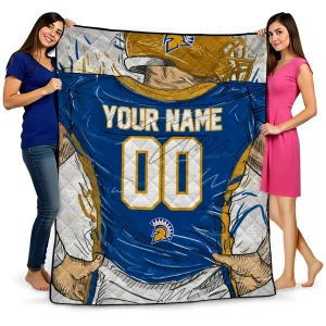customized san jose state spartans player sketch blue gray quilt blanket best selling