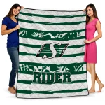 customized saskatchewan roughriders layered florals green white quilt blanket best selling