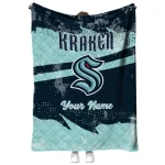 customized seattle kraken brushstroke layers blue quilt blanket best selling