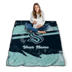 customized seattle kraken brushstroke layers blue quilt blanket best selling