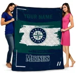 customized seattle mariners grunge patch navy blue white quilt blanket best selling