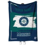 customized seattle mariners grunge patch navy blue white quilt blanket best selling