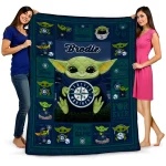 customized seattle mariners yody baby motif navy blue quilt blanket best selling