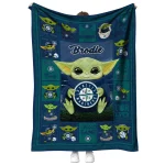 customized seattle mariners yody baby motif navy blue quilt blanket best selling