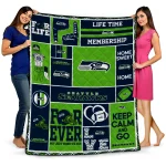 customized seattle seahawks helmet passion blue quilt blanket best selling