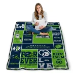 customized seattle seahawks helmet passion blue quilt blanket best selling