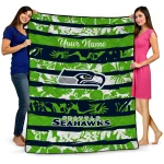 customized seattle seahawks layered florals blue white quilt blanket best selling