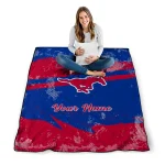 customized smu mustangs brushstroke layers blue quilt blanket best selling