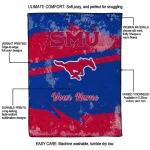 customized smu mustangs brushstroke layers blue quilt blanket best selling