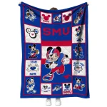 customized smu mustangs mickey crimson blue white quilt blanket best selling