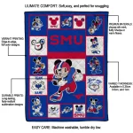 customized smu mustangs mickey crimson blue white quilt blanket best selling