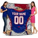 customized smu mustangs player sketch blue gray quilt blanket best selling