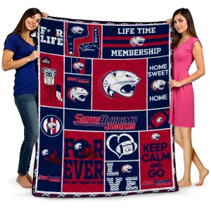customized south alabama jaguars helmet passion blue quilt blanket best selling