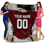 customized south carolina gamecocks player sketch garnet gray quilt blanket best selling