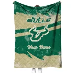 customized south florida bulls brushstroke layers green quilt blanket best selling