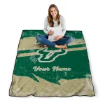 customized south florida bulls brushstroke layers green quilt blanket best selling