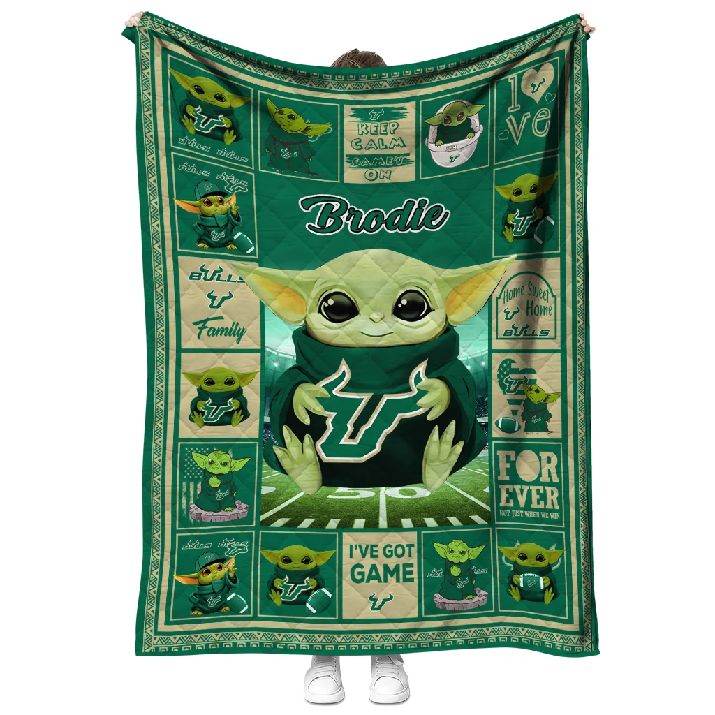 customized south florida bulls yody baby pattern green quilt blanket fashion forward customized south florida bulls yody baby pattern green quilt blanket fashion forward